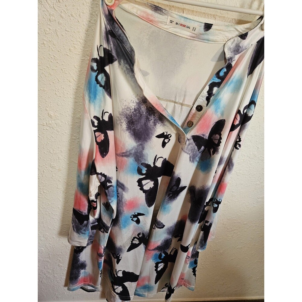 Women's NEW RoseGal Long Sleeve Black, Pink, Gray, Blue & White 5XL